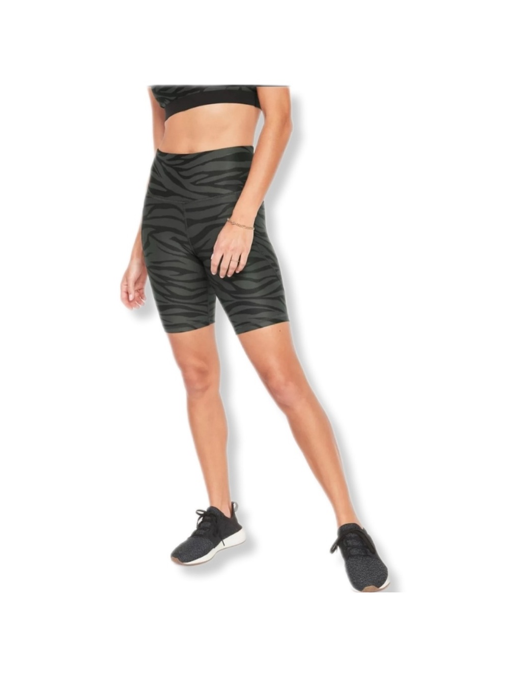 Old Navy Olive and Black Zebra-Print High-Waist Bike Shorts